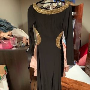 Long black and gold Mac Duggal.